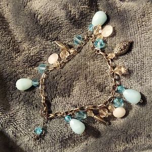 925 itialy FNA pink blue beaded bracelet